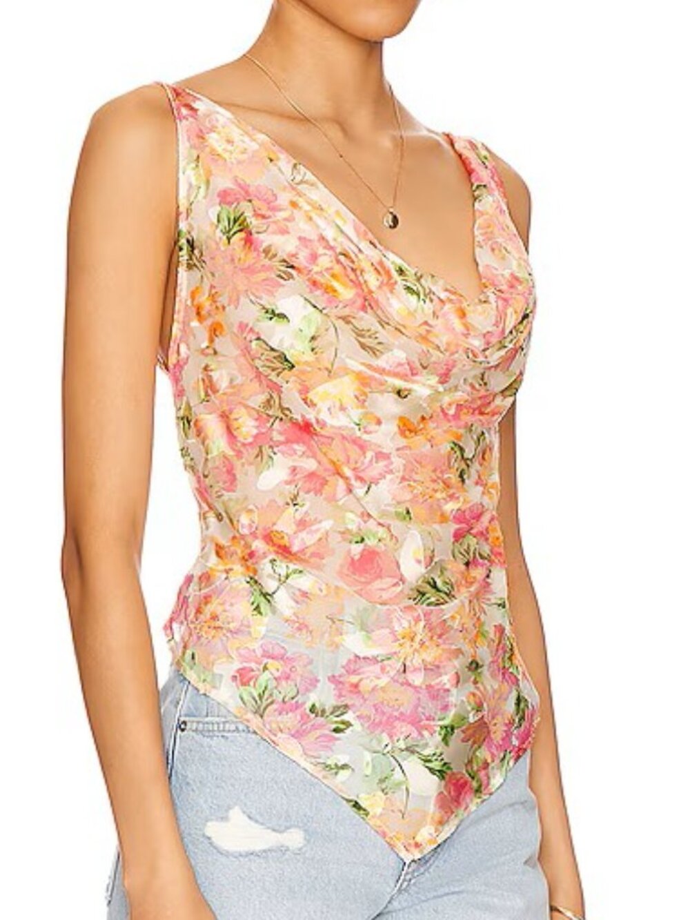 LPA Revolve Giorgia Sheer Top In Gaia Floral Size XXS